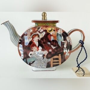 Vintage RARE Charlotte De Vita Miniature Copper Hand Painted Tea Pot
